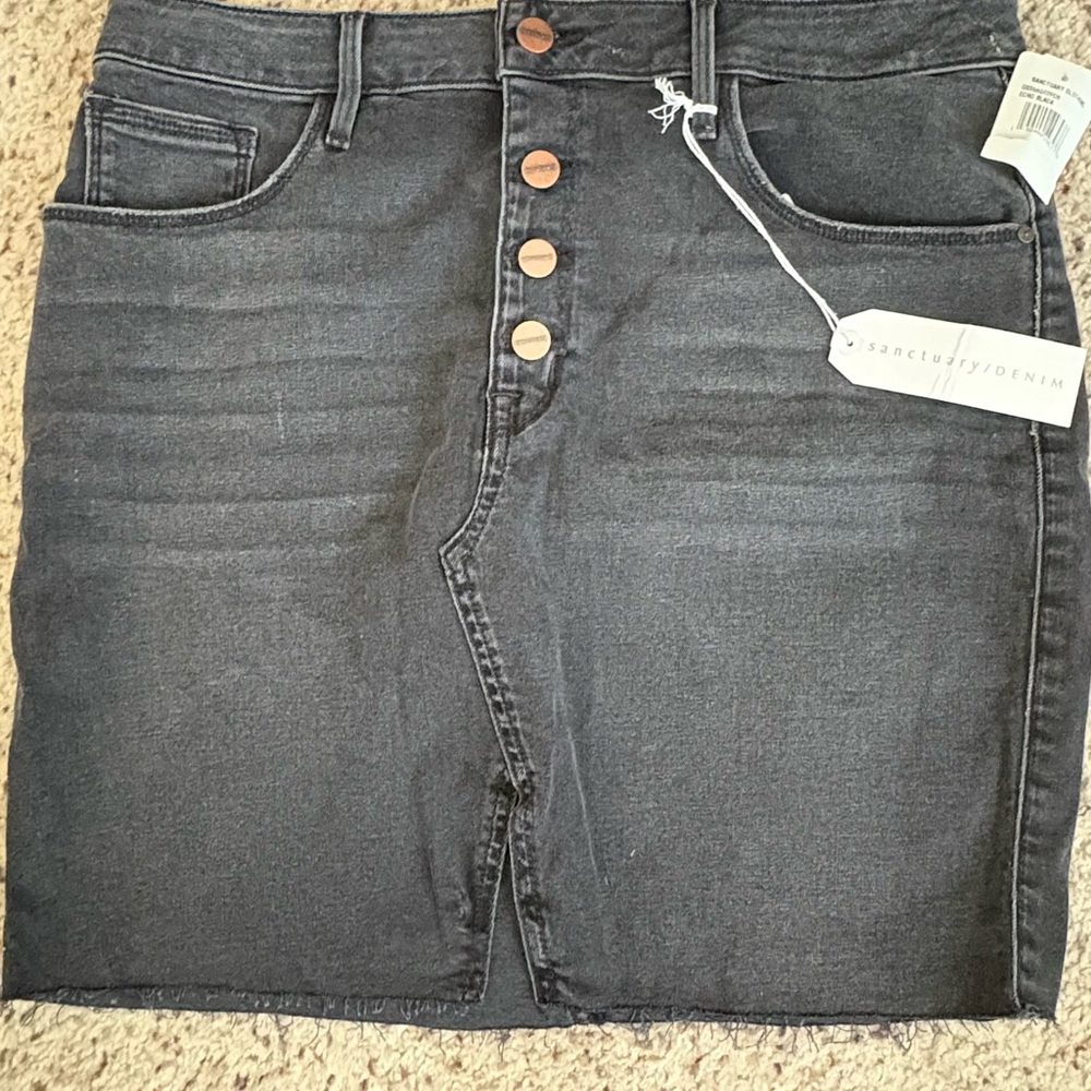 Sanctuary Dark Gray/black Denim Skirt